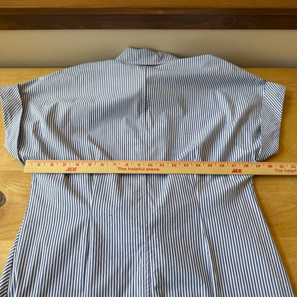 FINLEY STRIPED TIE WAIST COTTON BLEND MIDI SHIRTDRESS COASTAL NAUTICAL A LINE LG - Picture 8 of 12